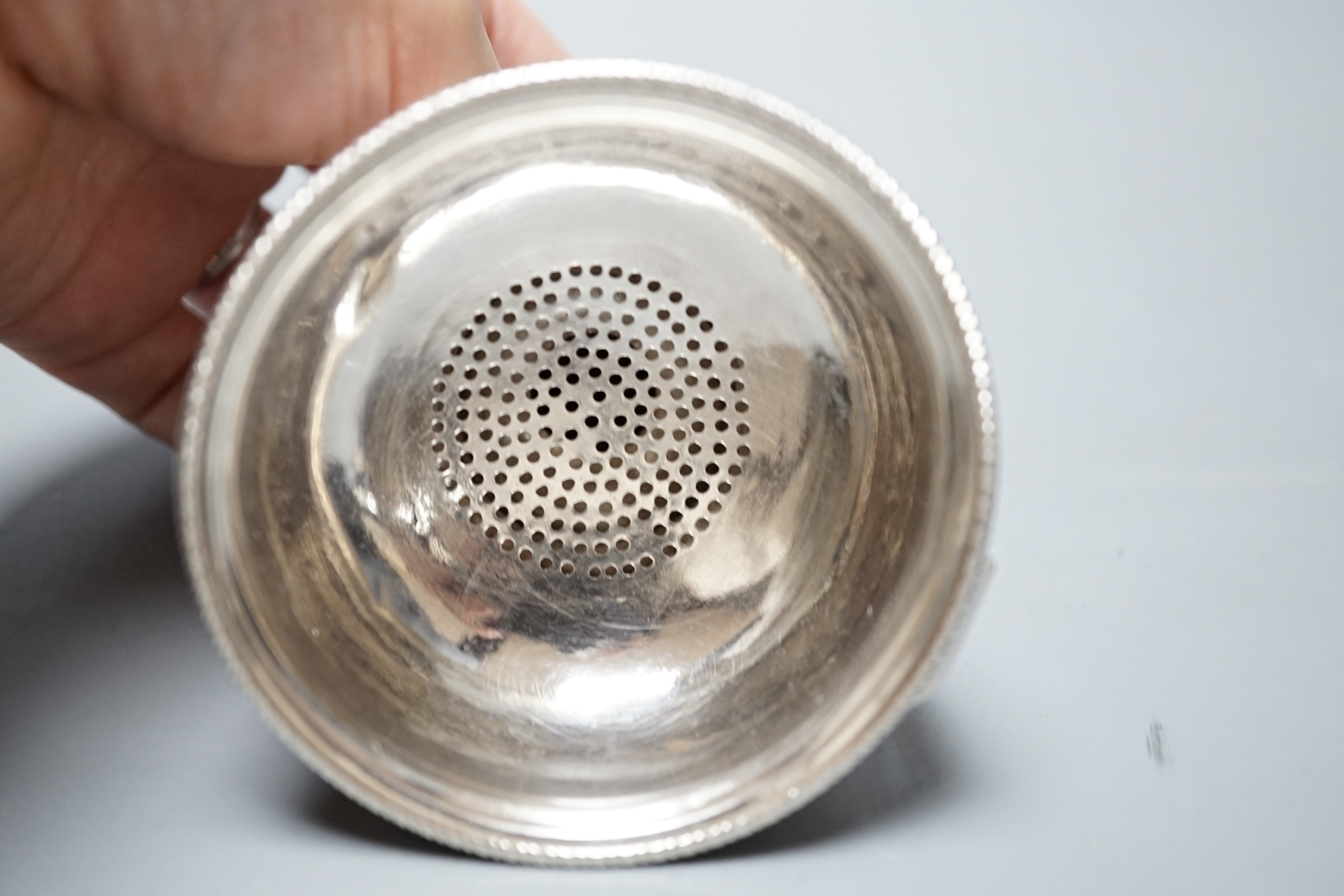 A George III silver wine funnel, by Aaron Lestourgeon, London, 1772, 12.9cm, 73 grams.